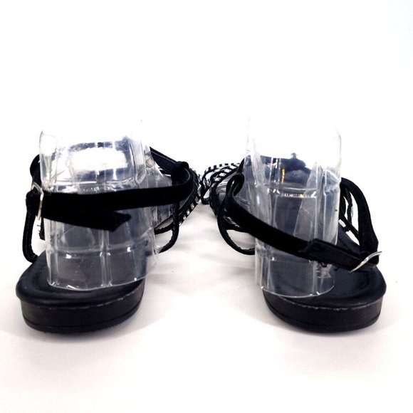 Lane Bryant Womens Embellished T‎ Strap Sandals Buckle Ankle Strap Black 10W - Picture 3 of 10